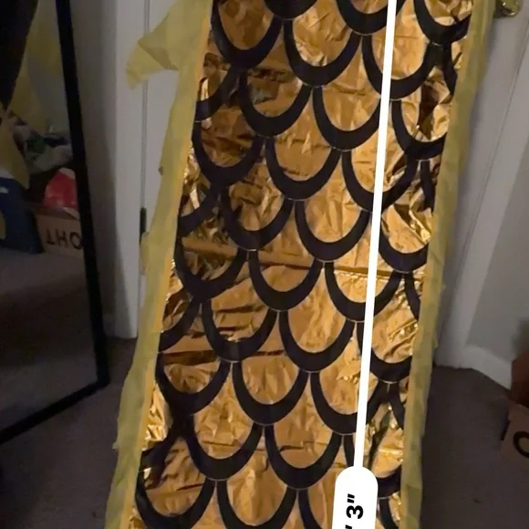 Colorful Yellow Dragon Head 🐲 Halloween Costume with Fringe - Picture 11 of 15